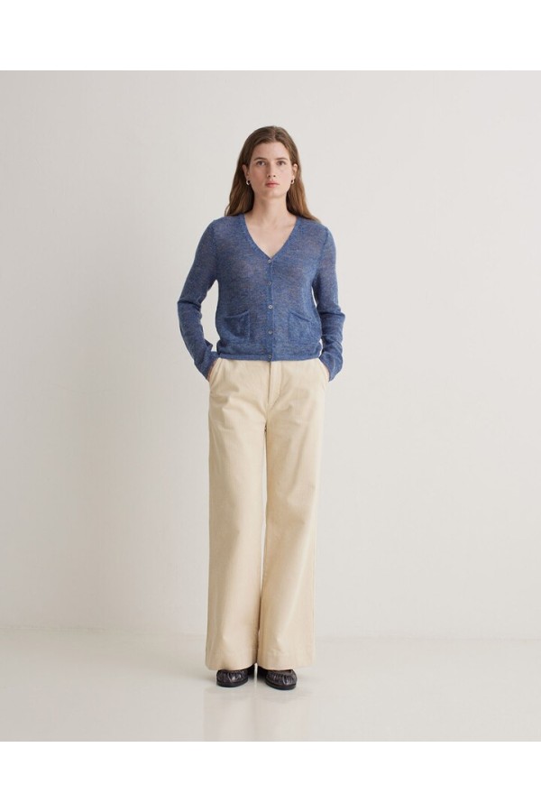 Chocolate corduroy flared trousers