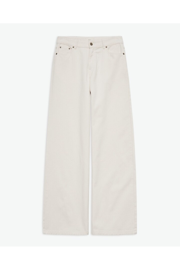 Ecru organic-cotton wide-leg jeans