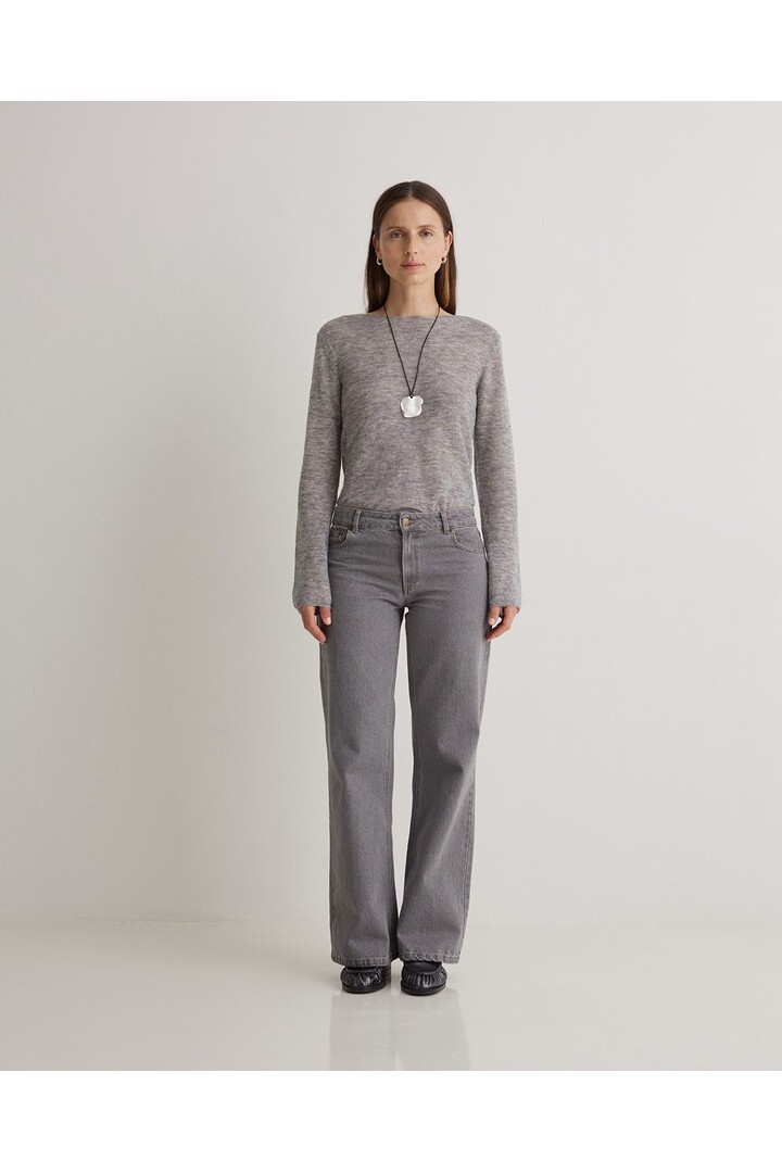 Grey organic-cotton wide-leg jeans