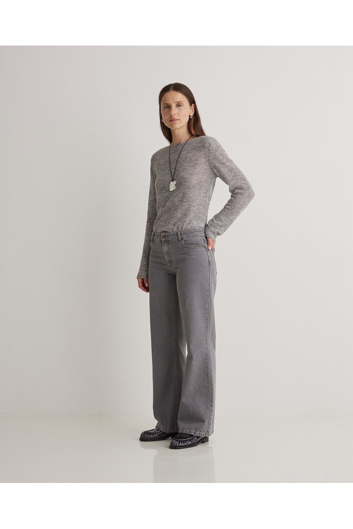 Grey organic-cotton wide-leg jeans
