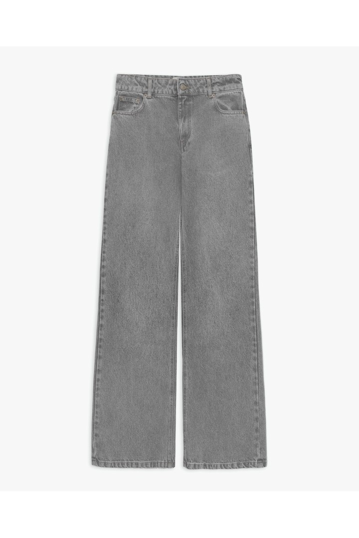 Grey organic-cotton wide-leg jeans