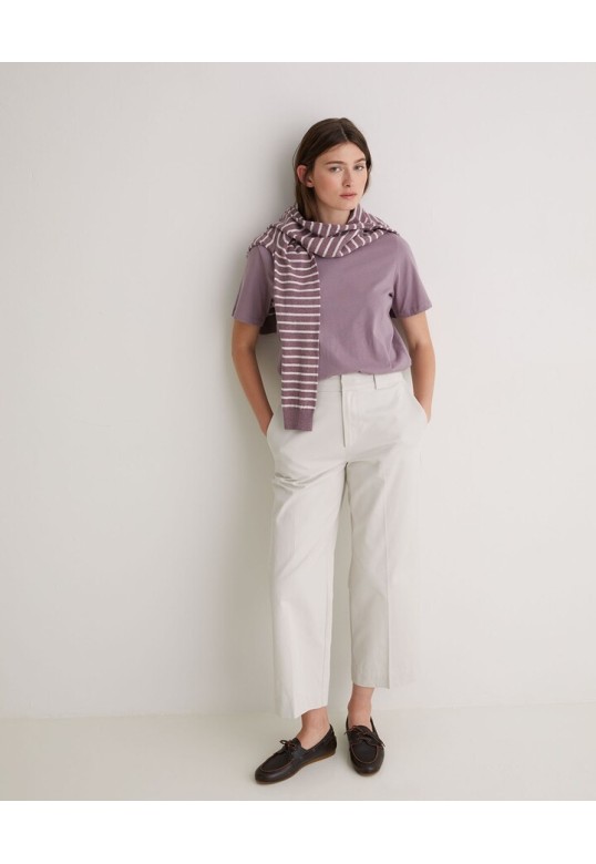 Ecru cotton regular-fit trousers