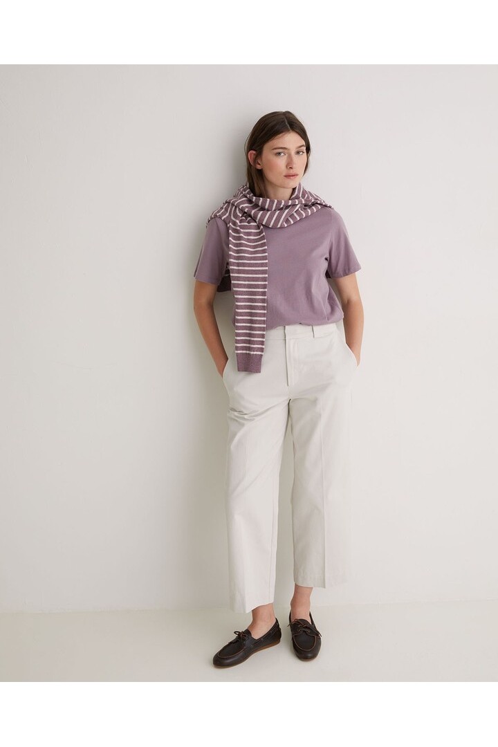 Ecru cotton regular-fit trousers