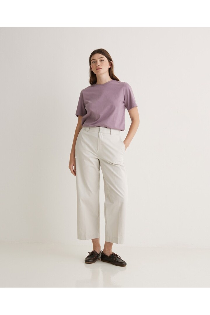 Ecru cotton regular-fit trousers