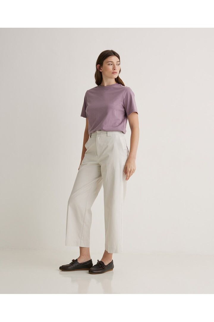 Ecru cotton regular-fit trousers