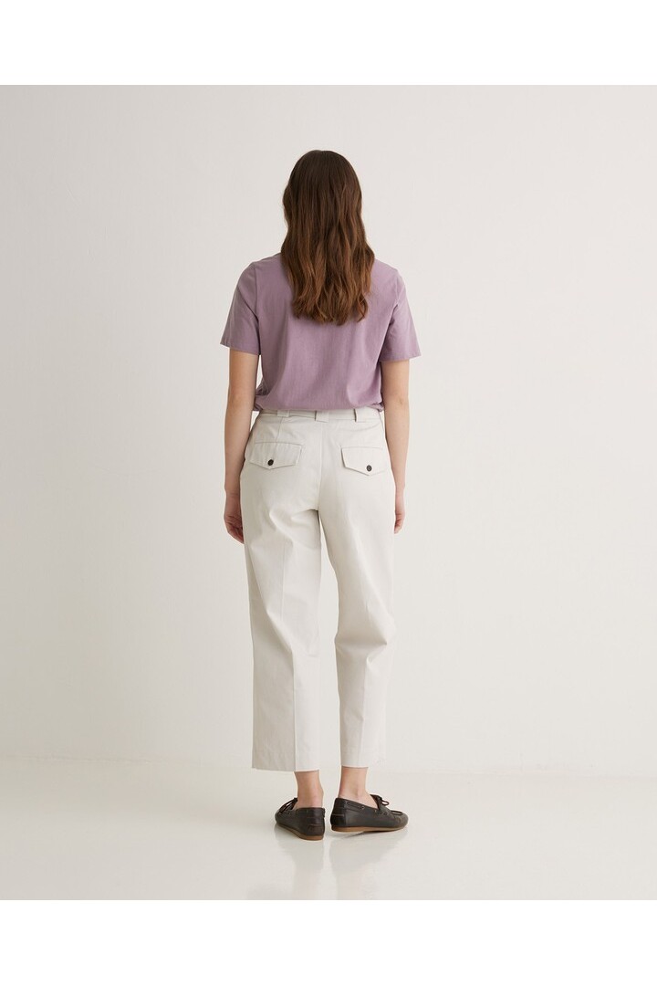 Ecru cotton regular-fit trousers