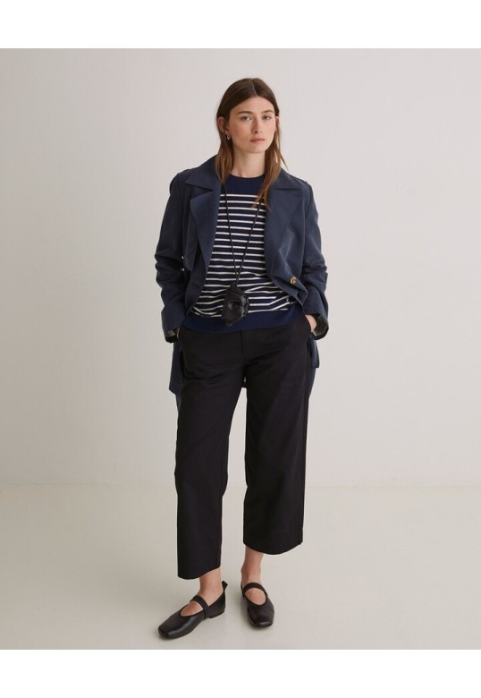 Black cotton regular-fit trousers