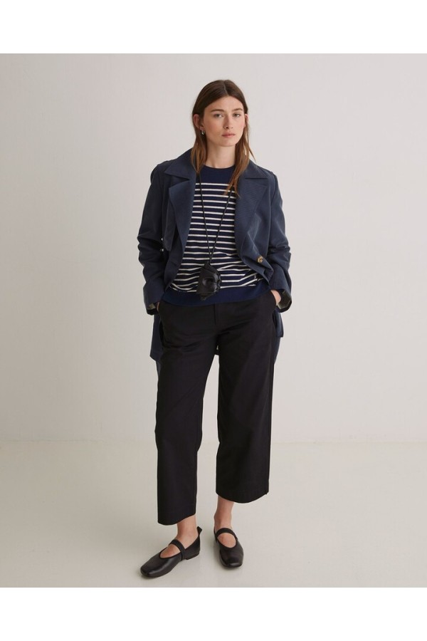 Black cotton regular-fit trousers
