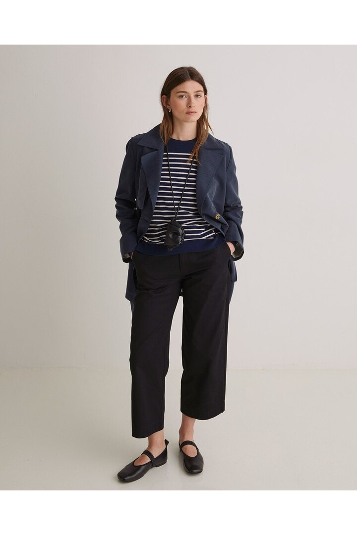 Black cotton regular-fit trousers