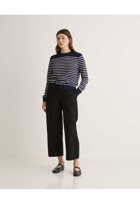 Black cotton regular-fit trousers