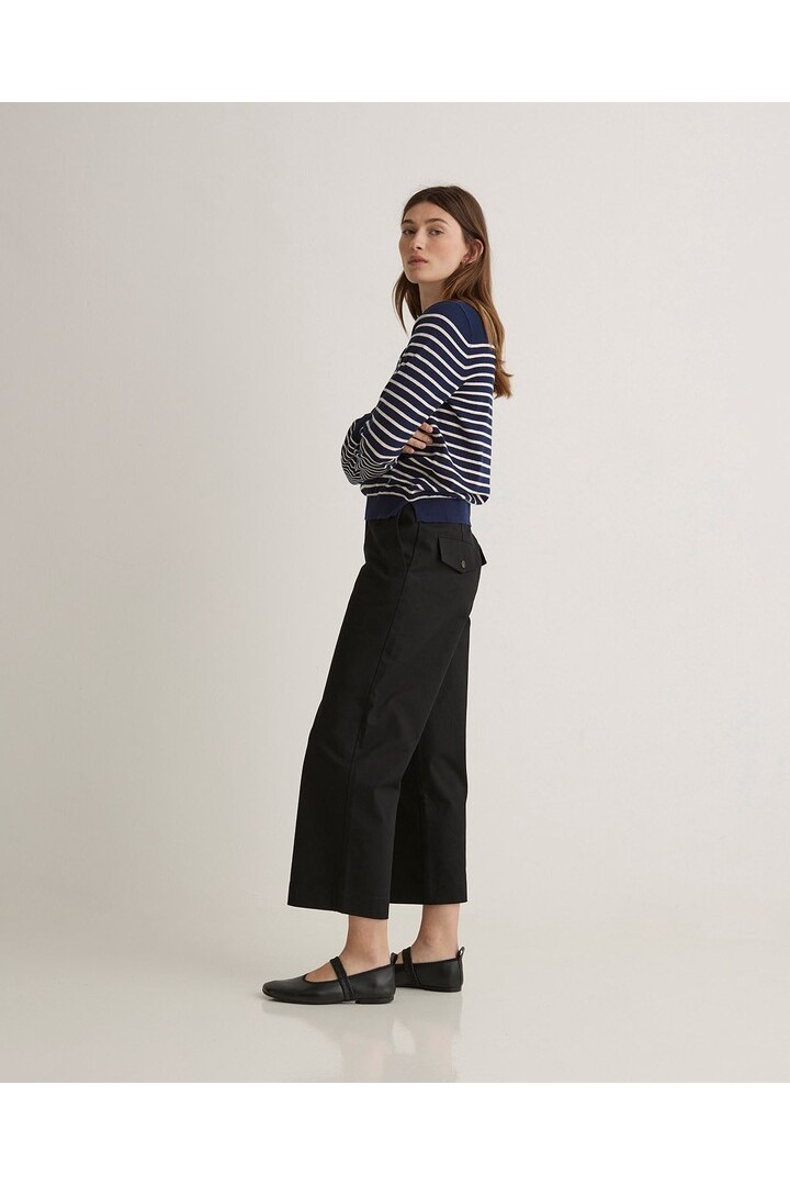 Black cotton regular-fit trousers