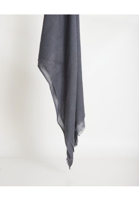 Anthracite wool-blend frayed foulard