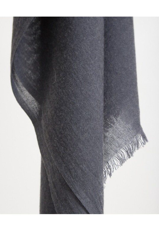 Anthracite wool-blend frayed foulard