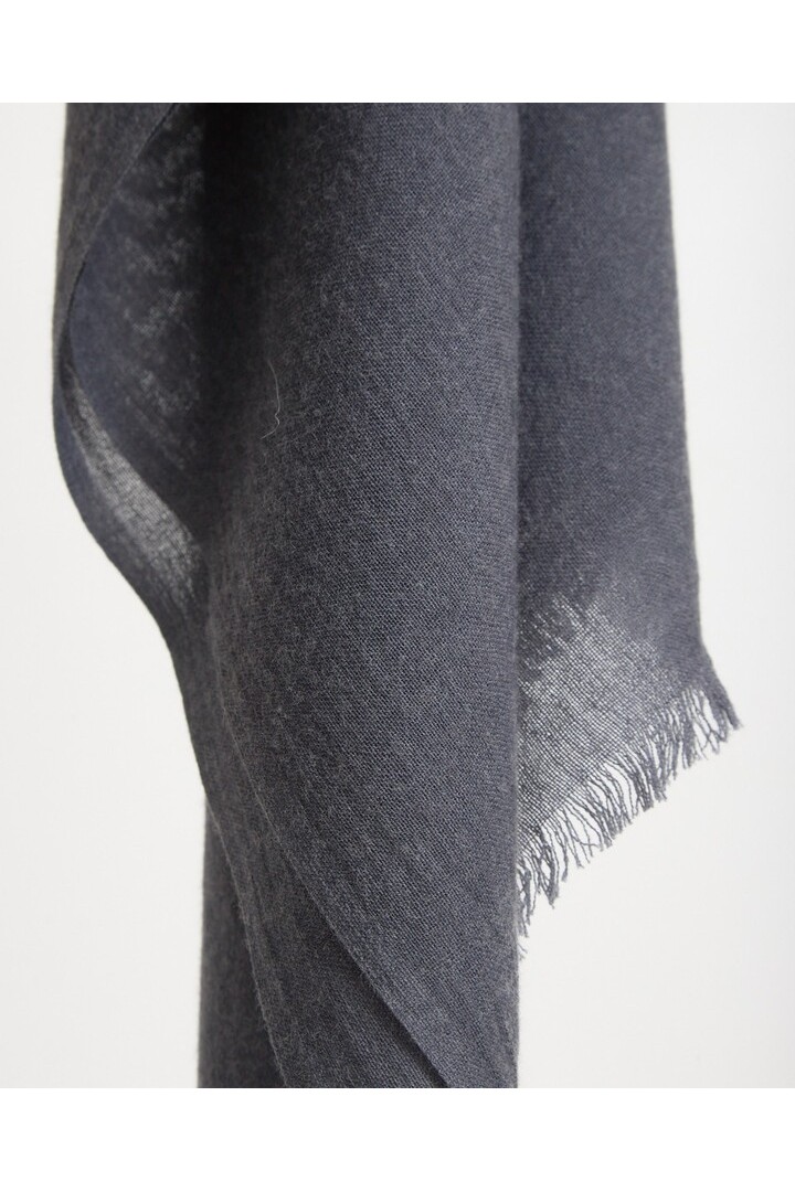 Anthracite wool-blend frayed foulard