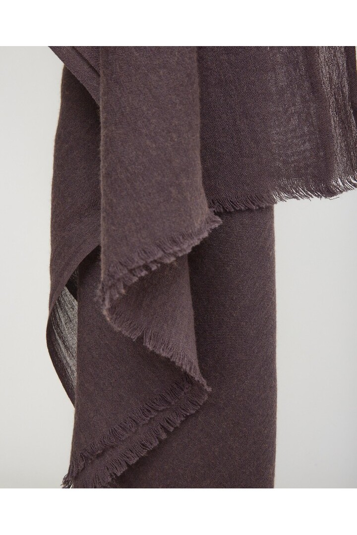 Aubergine wool-blend frayed foulard