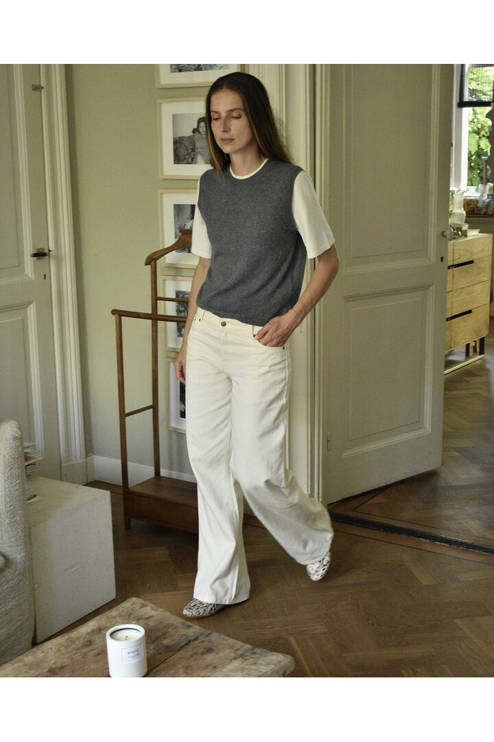 Ecru organic-cotton wide-leg jeans