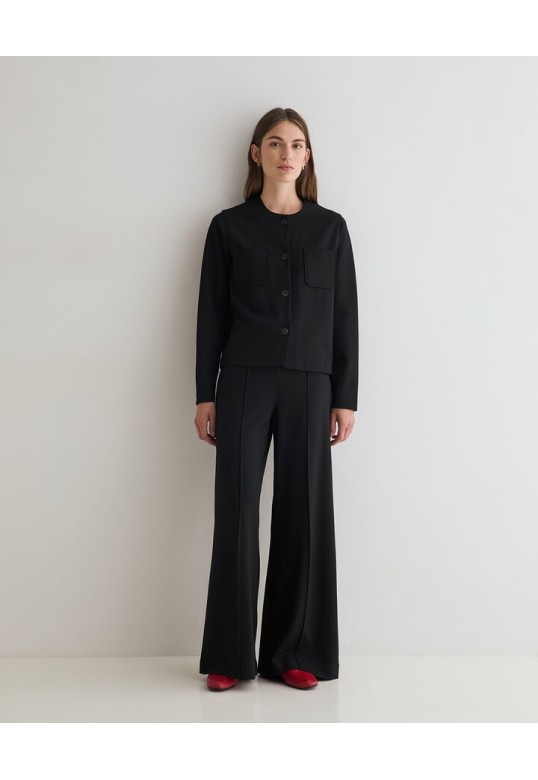 KNIT PLEATED TROUSERS BLACK