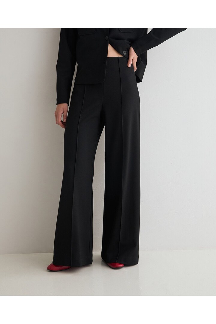 KNIT PLEATED TROUSERS BLACK