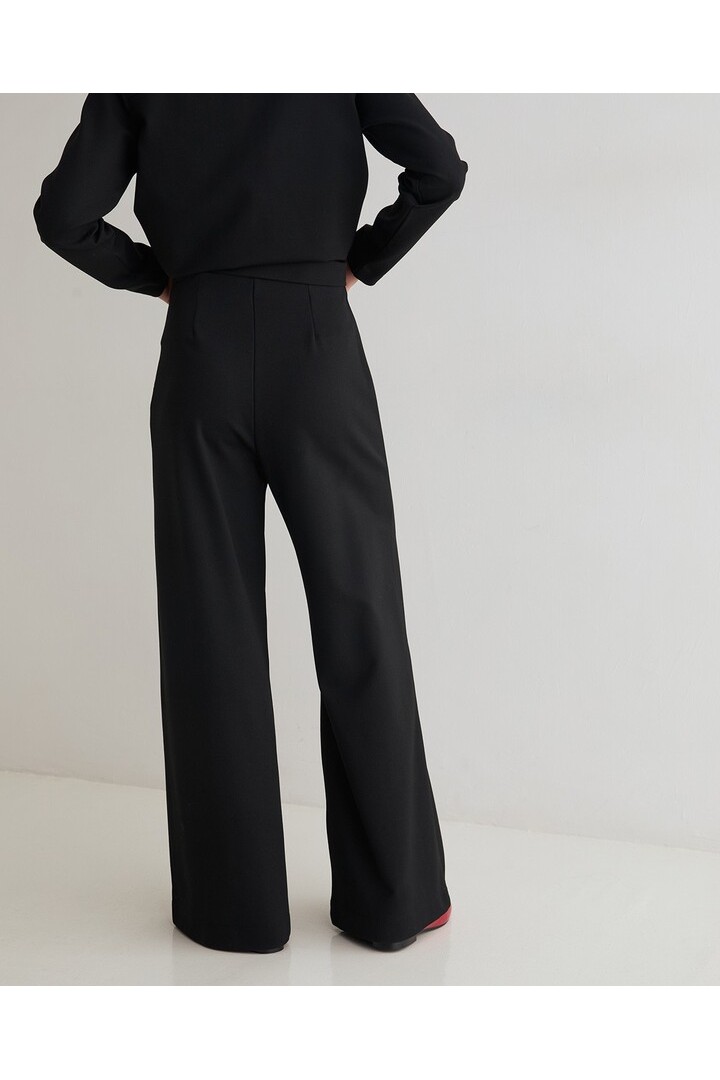 KNIT PLEATED TROUSERS BLACK