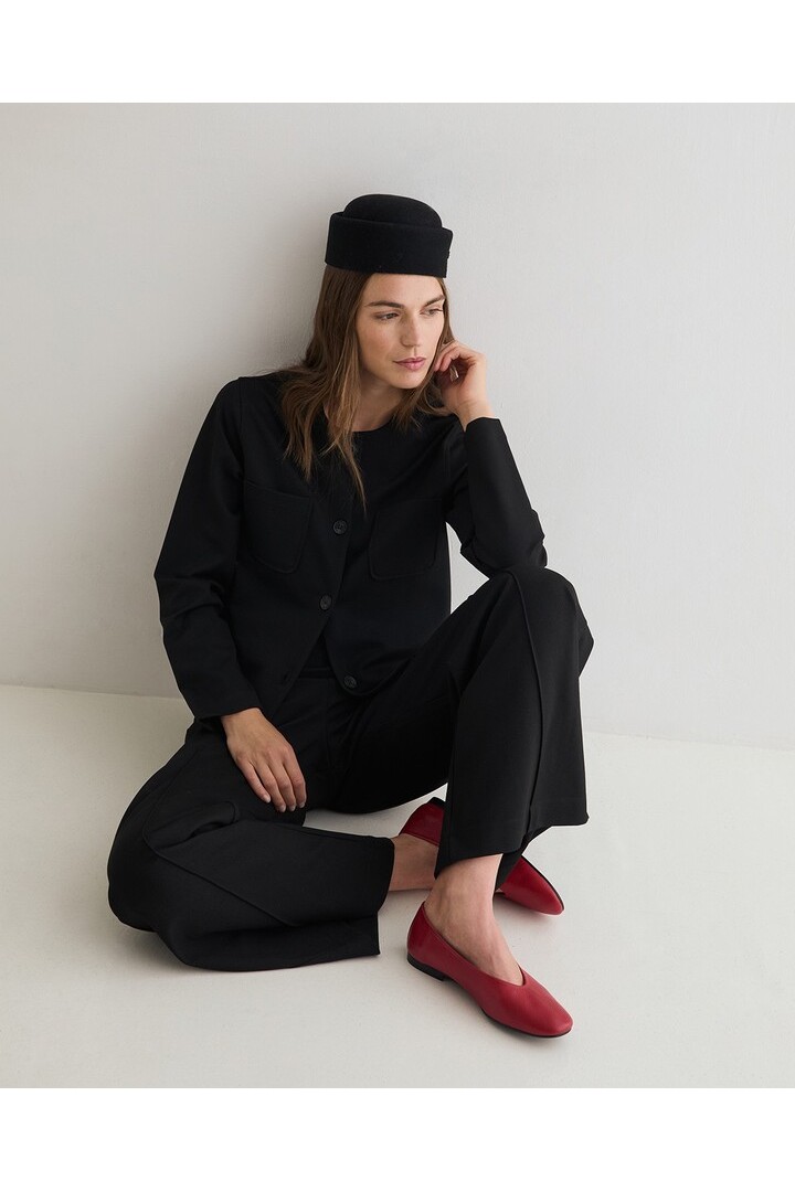 KNIT PLEATED TROUSERS BLACK