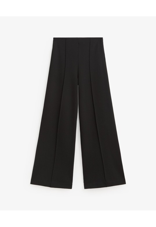 KNIT PLEATED TROUSERS BLACK