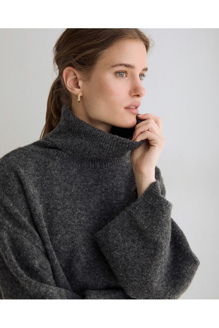 OVERSIZE HIGH-NECK SWEATER DARK GREY