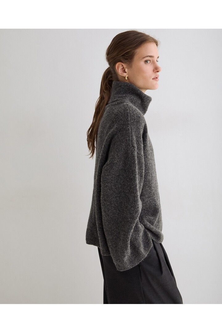 OVERSIZE HIGH-NECK SWEATER DARK GREY