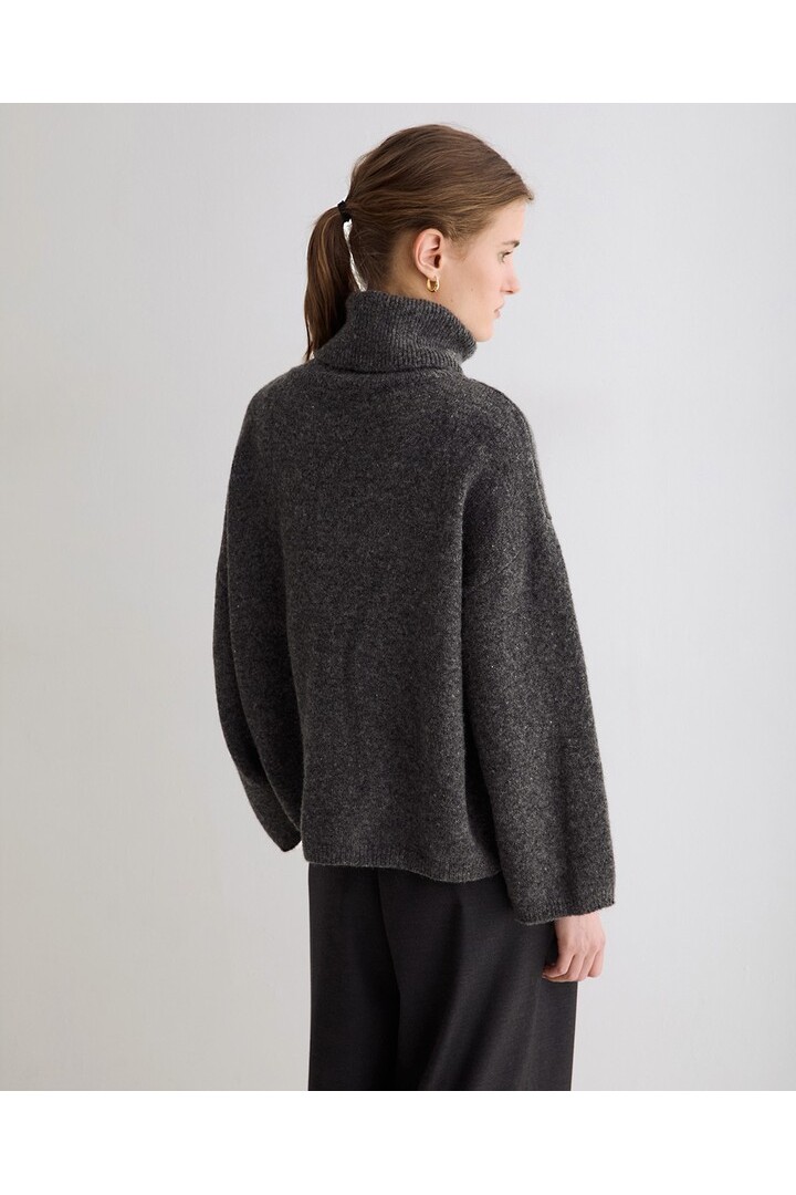OVERSIZE HIGH-NECK SWEATER DARK GREY