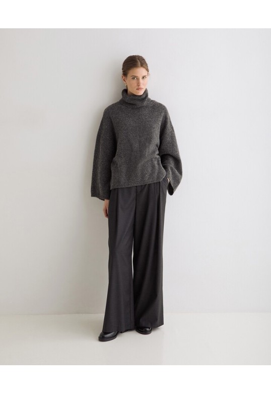 OVERSIZE HIGH-NECK SWEATER DARK GREY