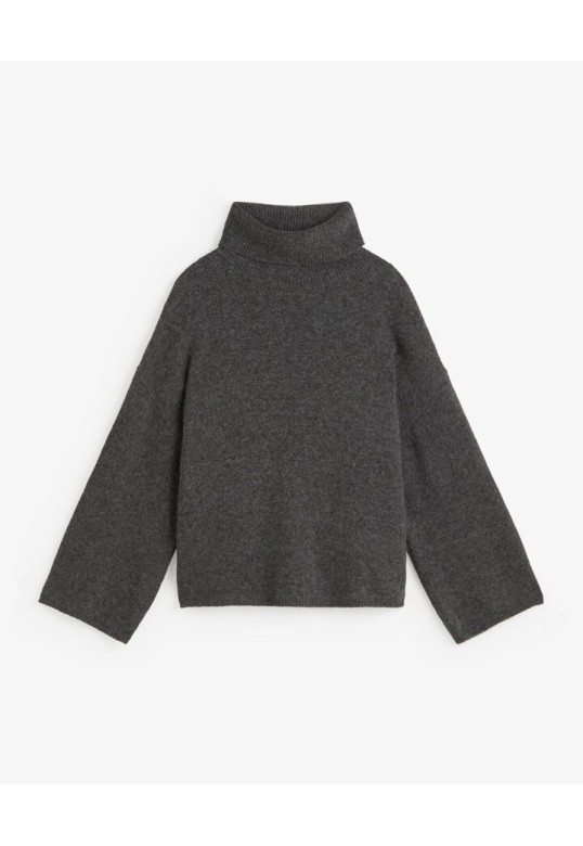 OVERSIZE HIGH-NECK SWEATER DARK GREY