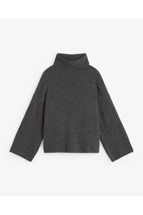 OVERSIZE HIGH-NECK SWEATER DARK GREY