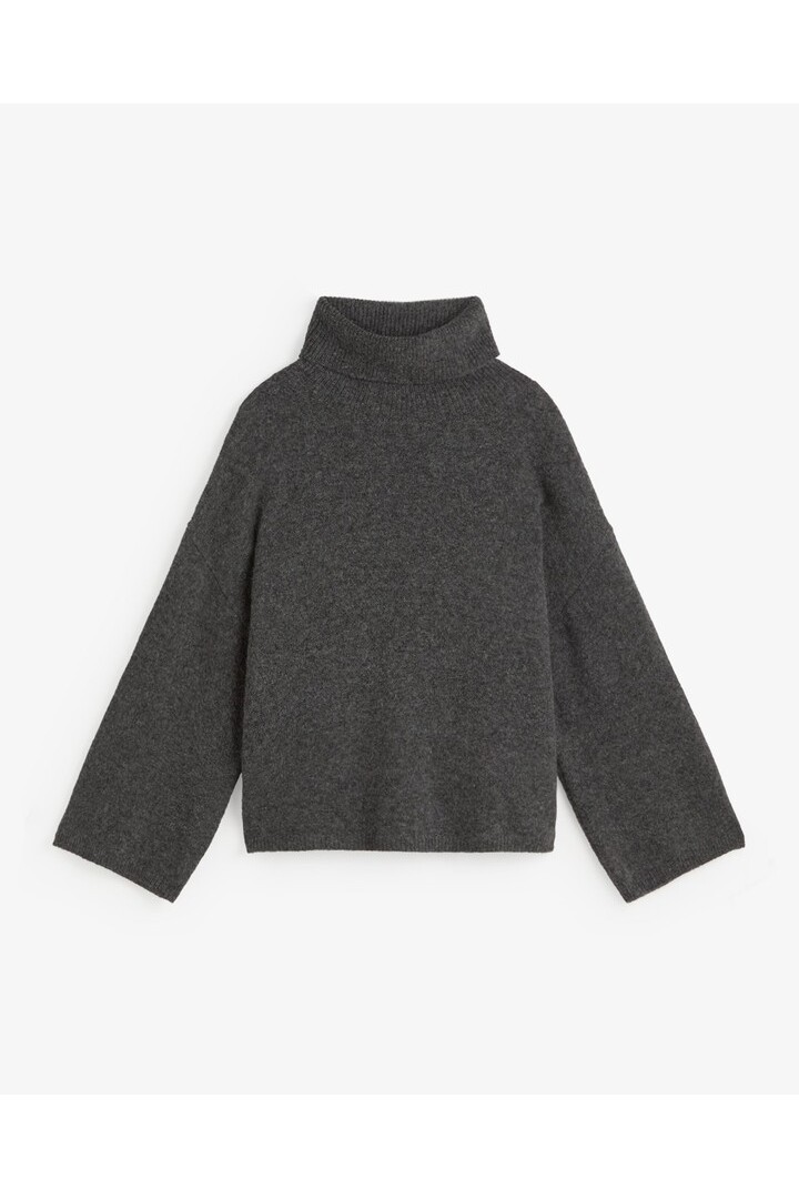 OVERSIZE HIGH-NECK SWEATER DARK GREY