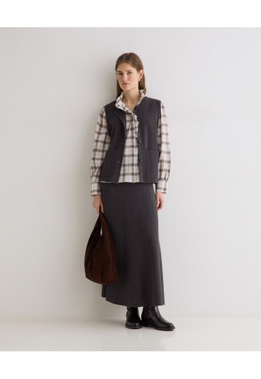 KNIT MIDI SKIRT DARK GREY