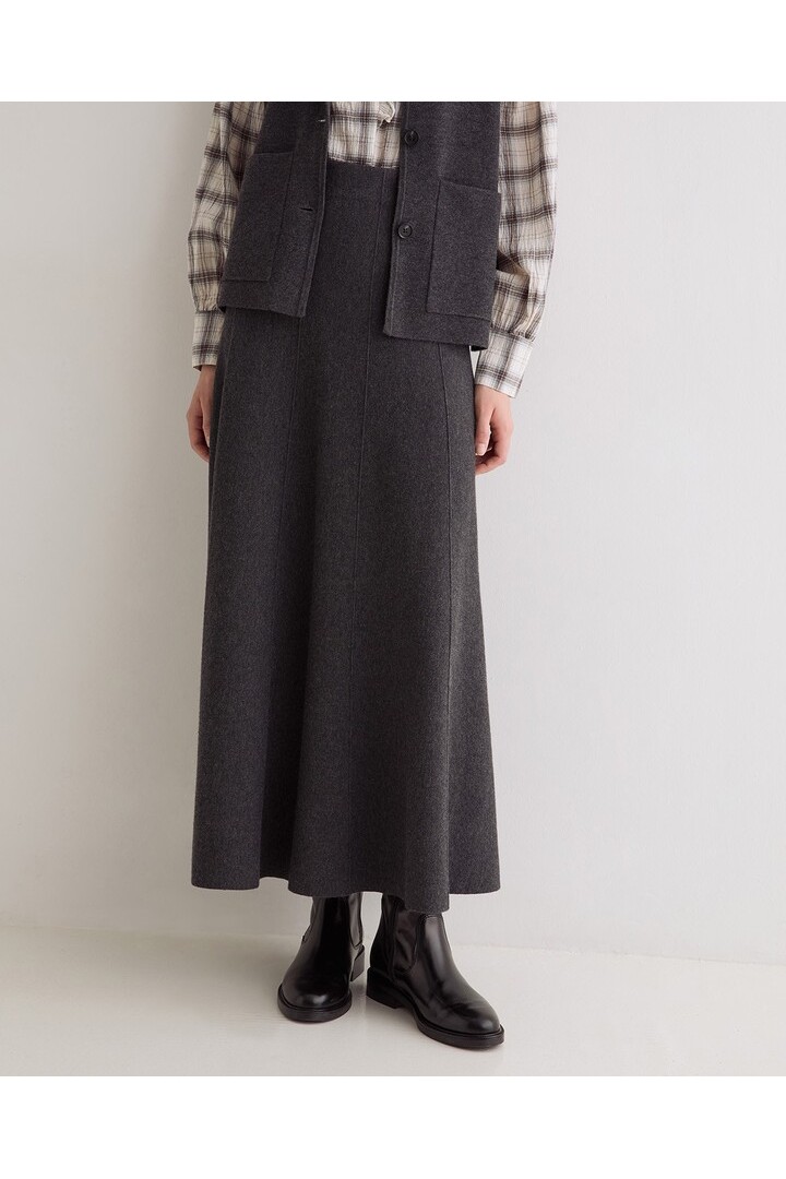KNIT MIDI SKIRT DARK GREY