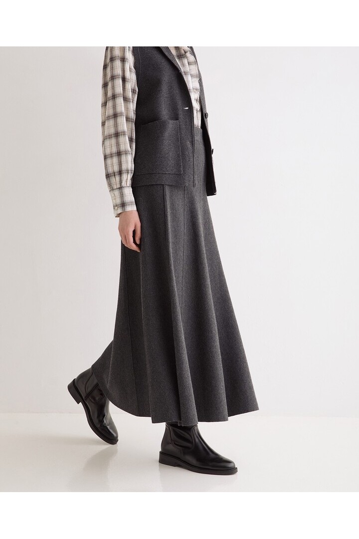 KNIT MIDI SKIRT DARK GREY