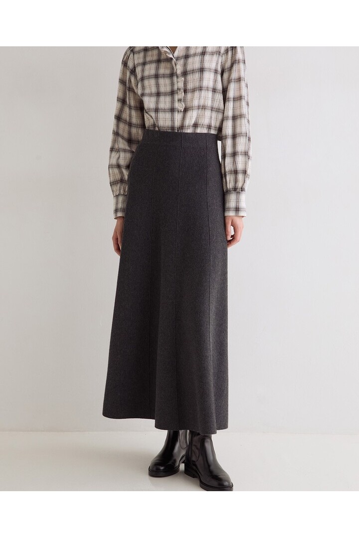 KNIT MIDI SKIRT DARK GREY