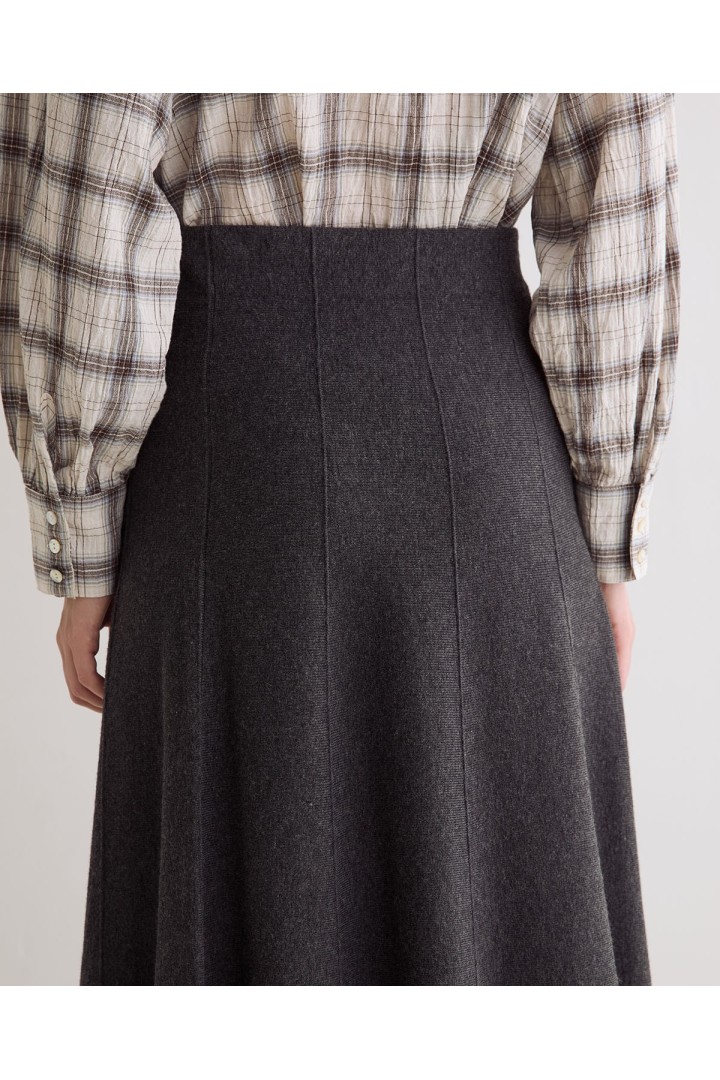 KNIT MIDI SKIRT DARK GREY