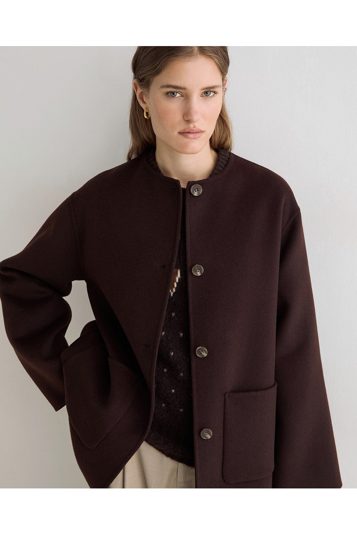 HANDMADE COAT WITH REMOVABLE SCARF CHOCOLATE