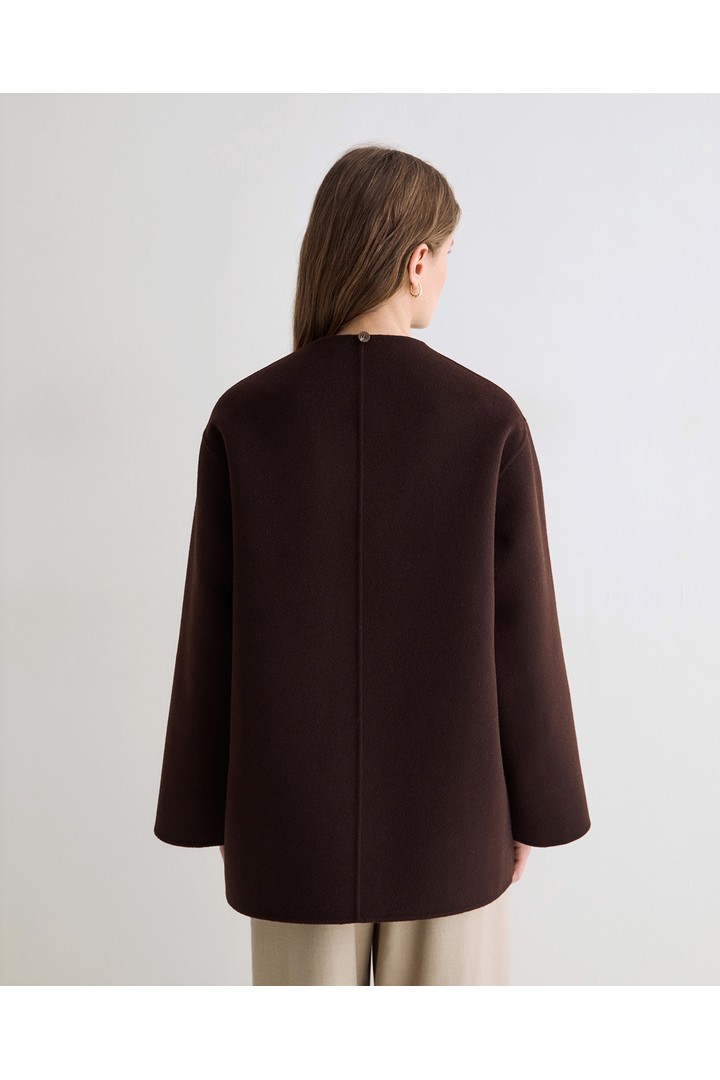 HANDMADE COAT WITH REMOVABLE SCARF CHOCOLATE