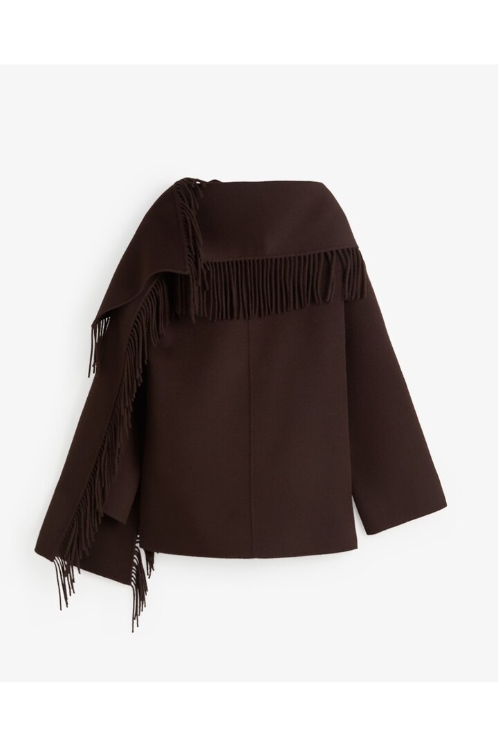 HANDMADE COAT WITH REMOVABLE SCARF CHOCOLATE