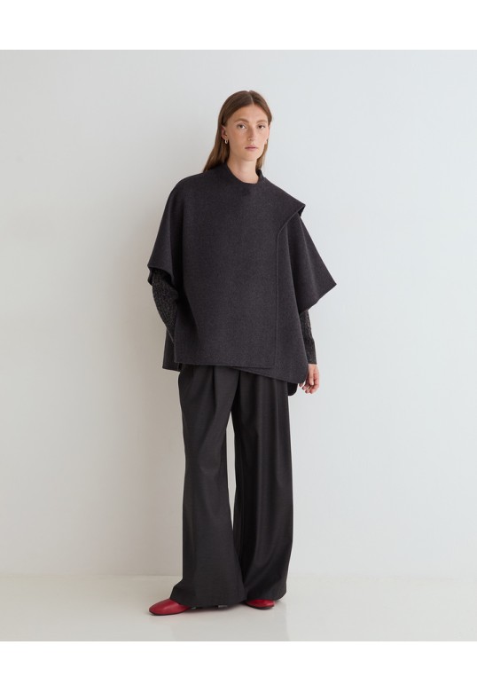 HANDMADE WOOL CAPE DARK GREY