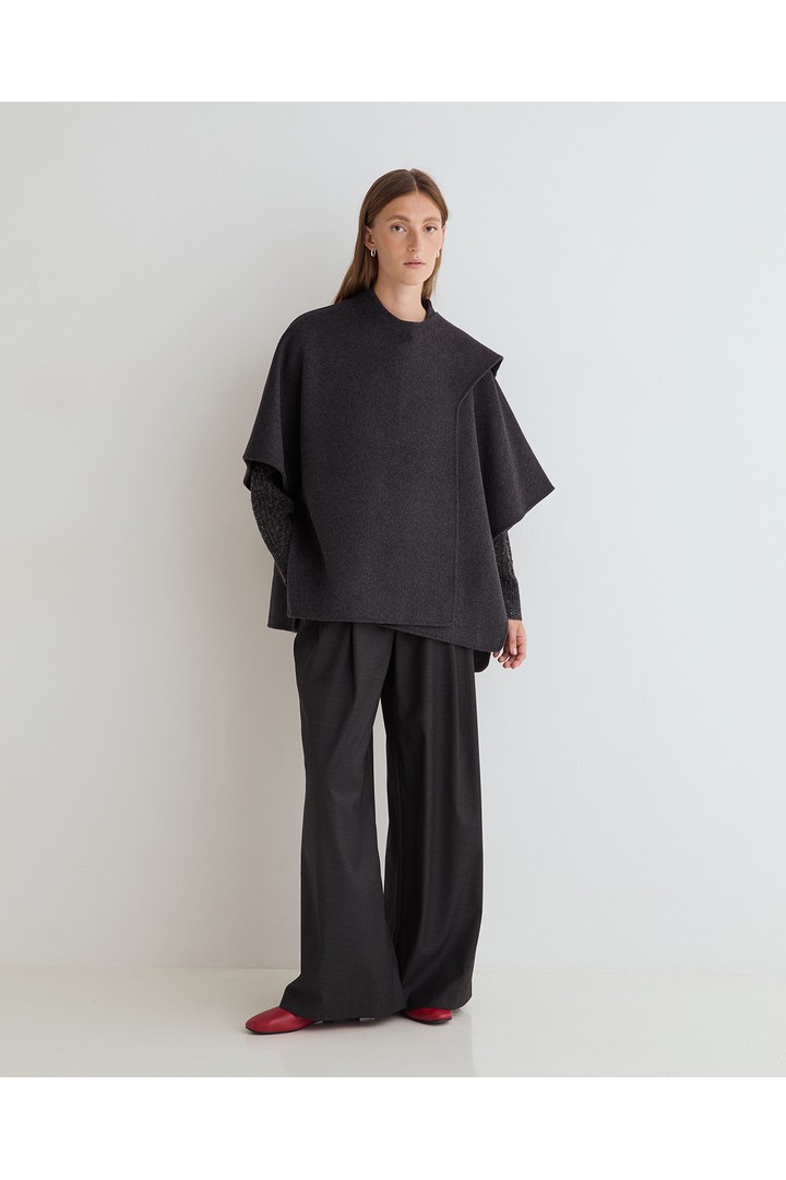 HANDMADE WOOL CAPE DARK GREY