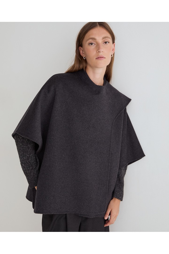 HANDMADE WOOL CAPE DARK GREY