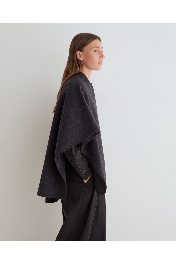 HANDMADE WOOL CAPE DARK GREY