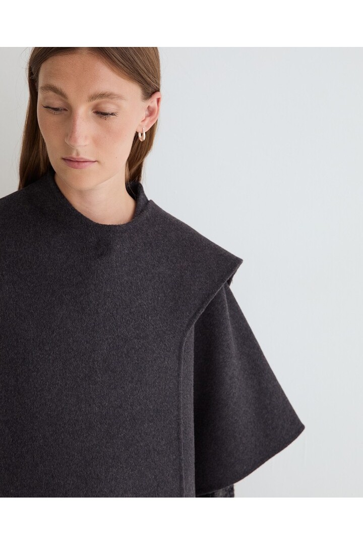 HANDMADE WOOL CAPE DARK GREY