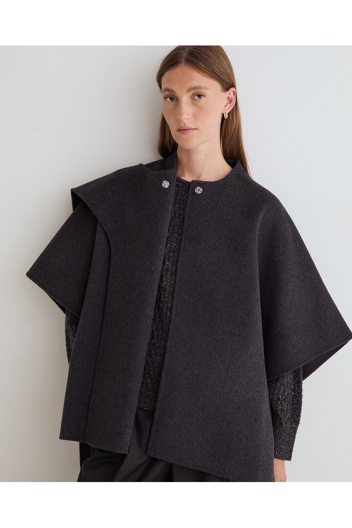 HANDMADE WOOL CAPE DARK GREY