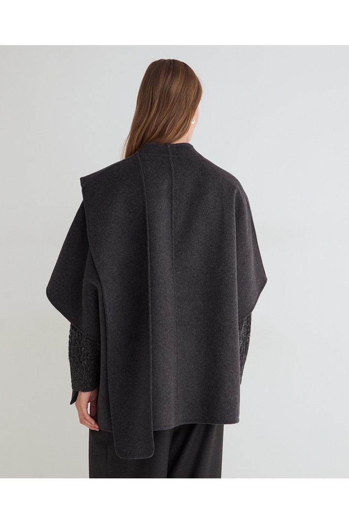 HANDMADE WOOL CAPE DARK GREY