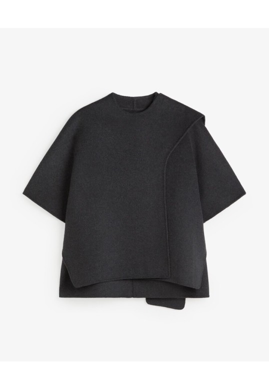 HANDMADE WOOL CAPE DARK GREY