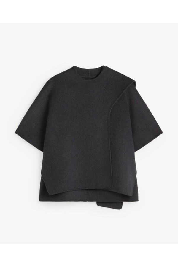 HANDMADE WOOL CAPE DARK GREY