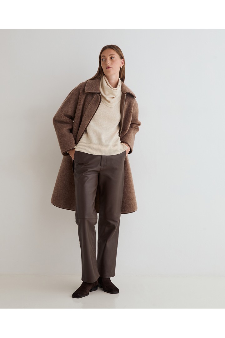 LONG SHEARLING COAT CHOCOLATE